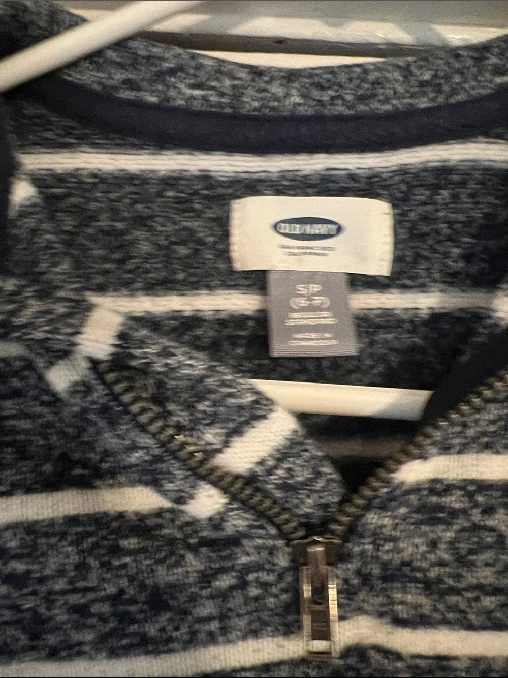Old Navy Boy’s Navy and White Striped Quarter-Zip Sweater
